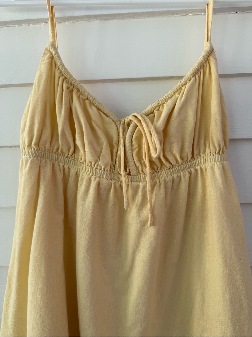 Princess Polly | Yellow Linen Blend Babydoll Mini Dress Size US 6 - Picture 4 of 8
